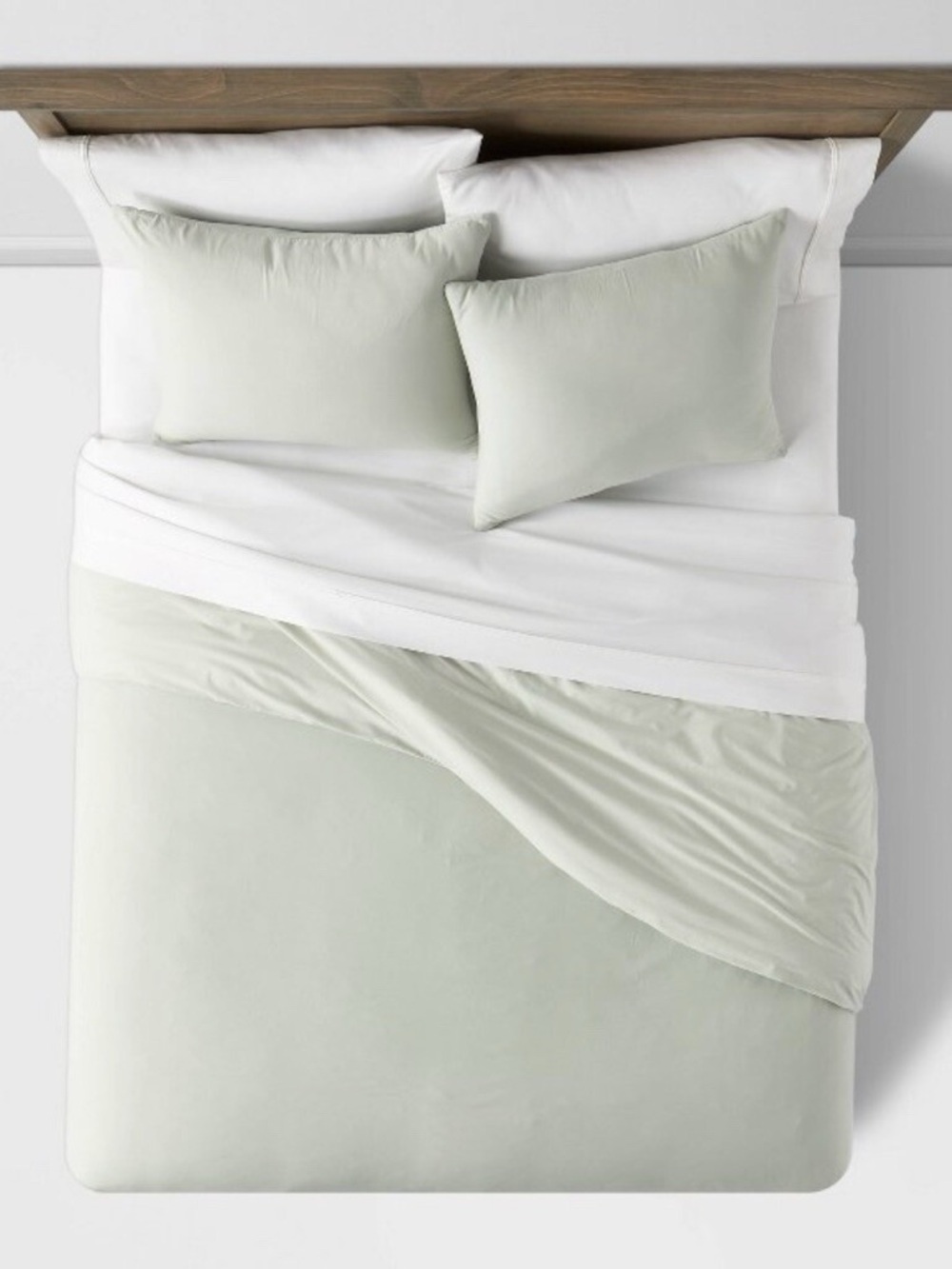 Threshold King 3pc Washed Cotton Sateen Duvet Set Sage Green Shams Soft Bedding